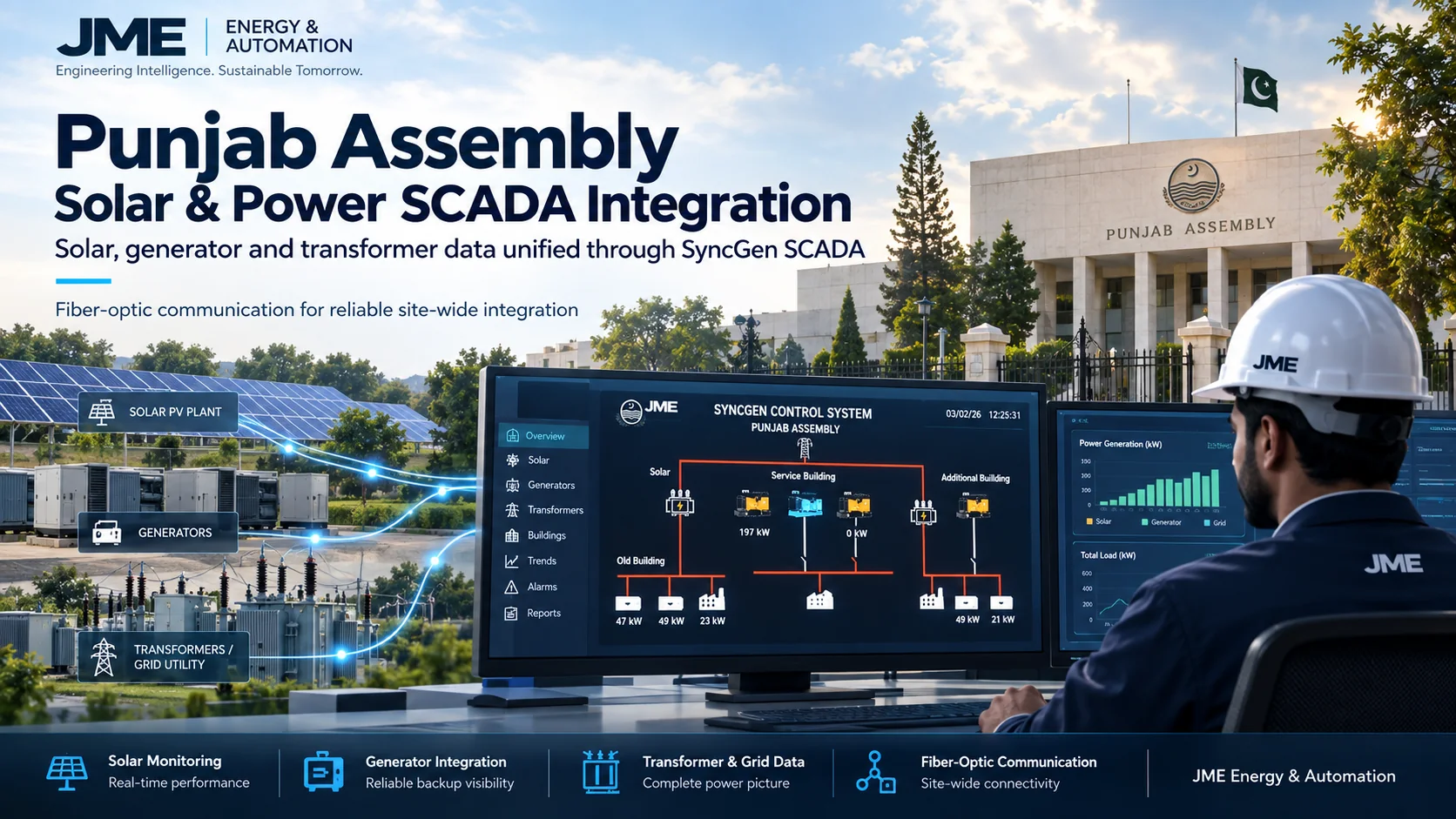 Punjab Assembly solar and power SCADA integration by JME Energy & Automation